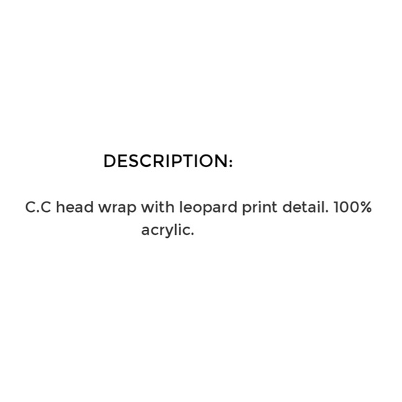 CC Head Wrap/Band. Leopard/White - Picture 4 of 6